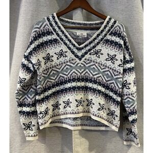 Vintage Sycamore Fair Isle V Neck Sweater Size Small Made In USA
